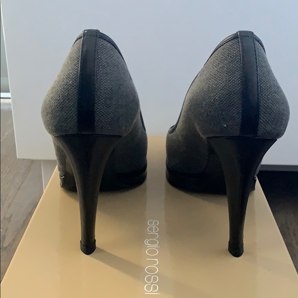 Sergio Rossi - Black Platform Pump w/ Grey Canvas - Picture 2 of 8